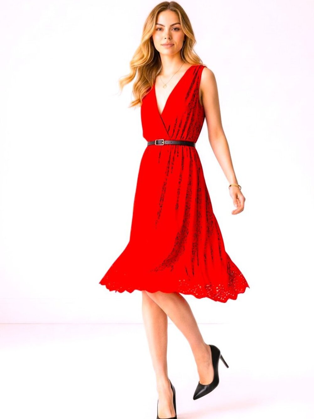 Madewell | Women's Dress | Red Silk V Neck, Sleeveless | Size 10 (M)